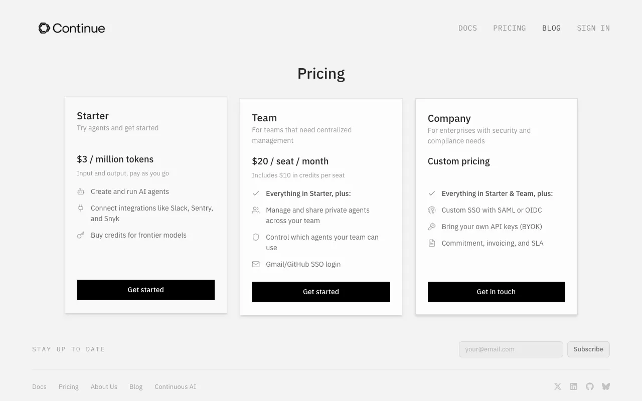 Continue Pricing Plans
