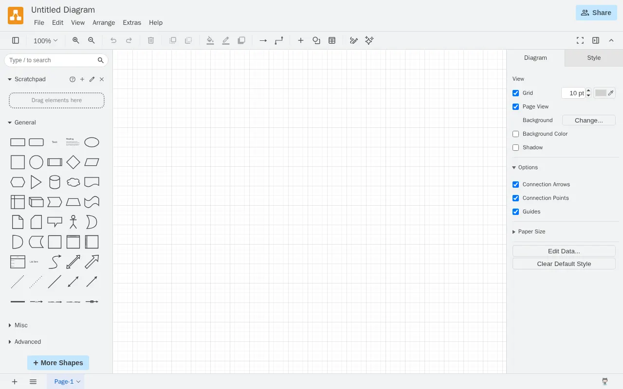 draw.io Diagramming Tool Homepage Screenshot 2026