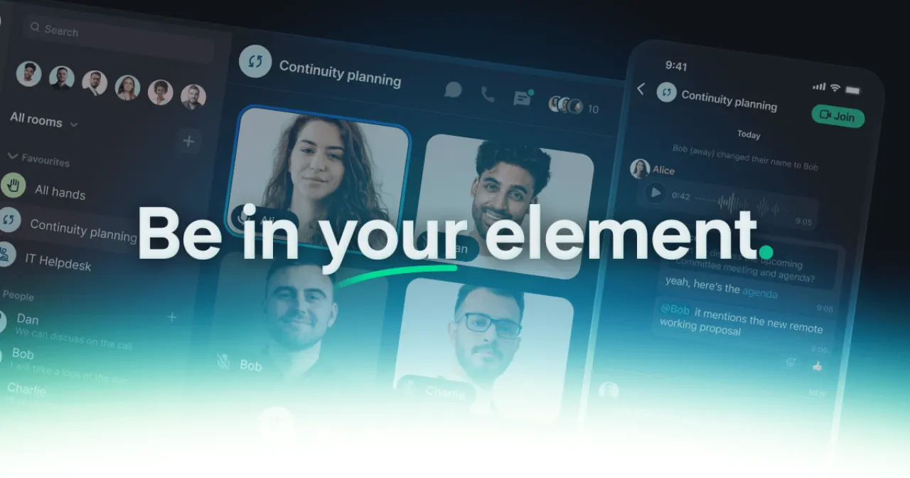 Element Collaborative Messaging Software Homepage Screenshot 2026