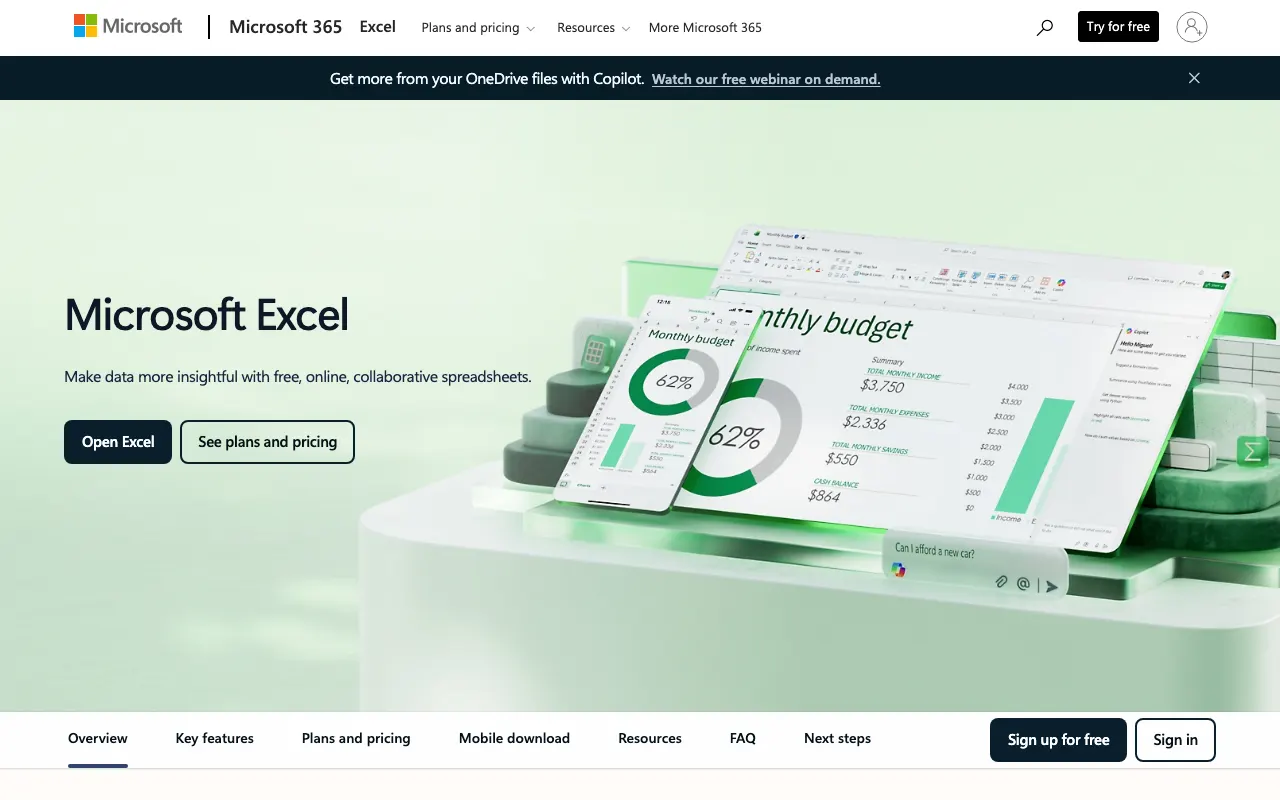 Microsoft Excel spreadsheet