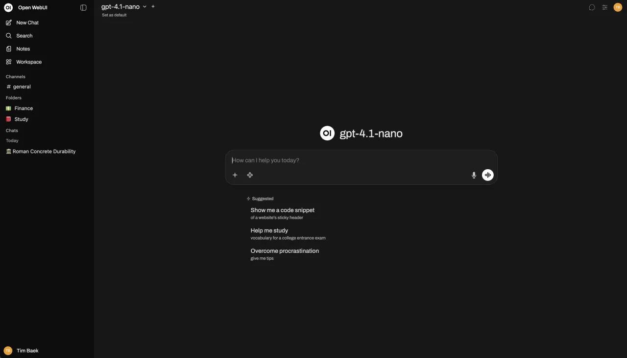 Open WebUI Dashboard Screenshot 2026