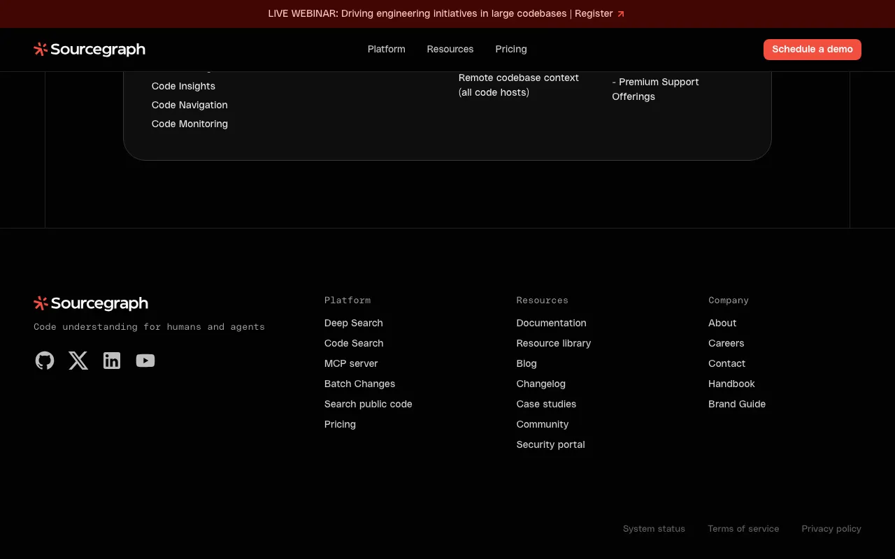 Sourcegraph Cody pricing screenshot