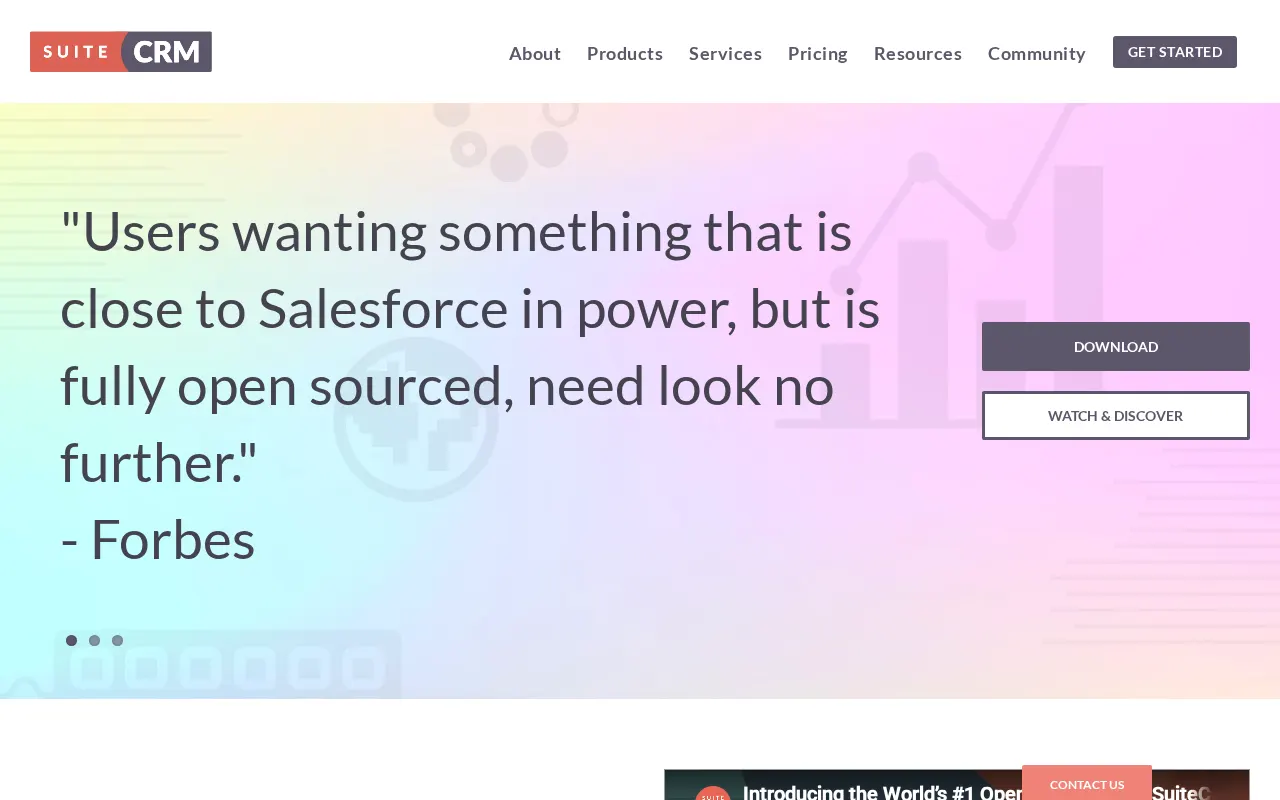 SuiteCRM Customer Relationship Management Dashboard Homepage 2026