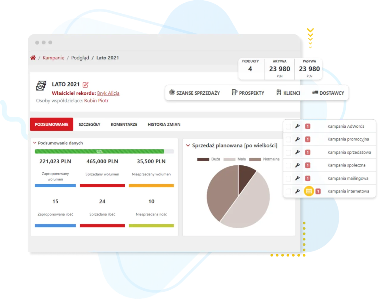YetiForce CRM dashboard featuring sales automation tools in a business environment 2026